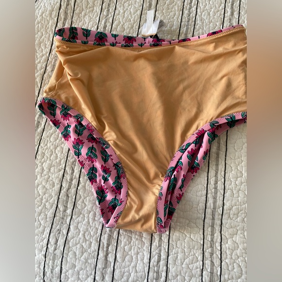 J.Crew One-shoulder bow bikini high waisted bottom Resort Pink Bright floral M - Picture 7 of 14